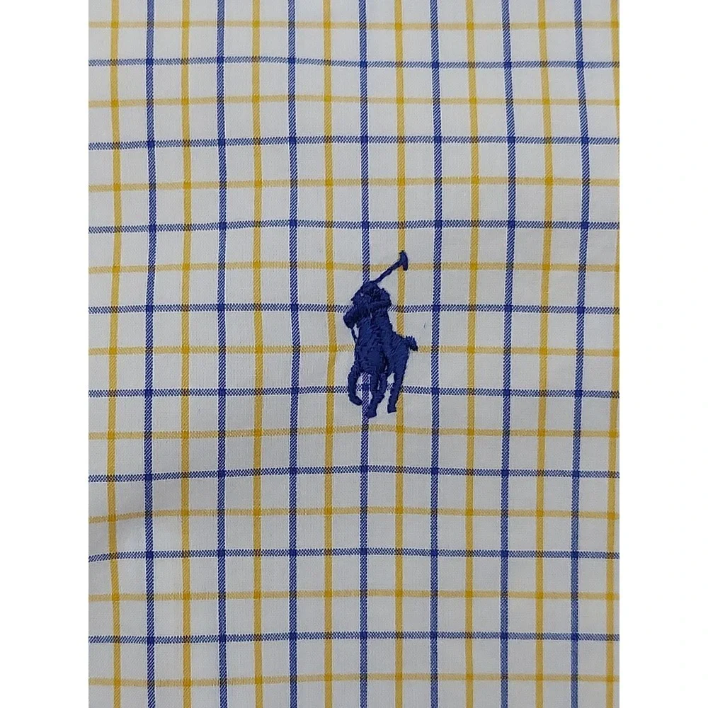 Lot 3 POLO RALPH LAUREN Shirt Mens Medium Yellow Blue Plaid Button Down Pony